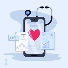 Mobile health app managing medical data and progress