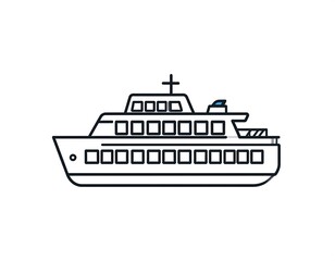 Fototapeta premium A simple line drawing of a large passenger vessel with multiple decks