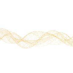 Golden dust flying in the shape of a dynamic wave. png