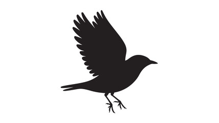 Obraz premium Flying bird silhouette in minimalist style with black color and simple texture for logo design