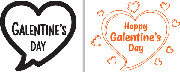 Naklejka premium Two charming heart-shaped speech bubbles celebrating friendship. One is a bold black outline with 