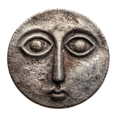 Ancient Lunar Sculpture: An aged, weathered sculpture of the moon's face, evoking a sense of ancient wisdom, mystery, and the passage of time.