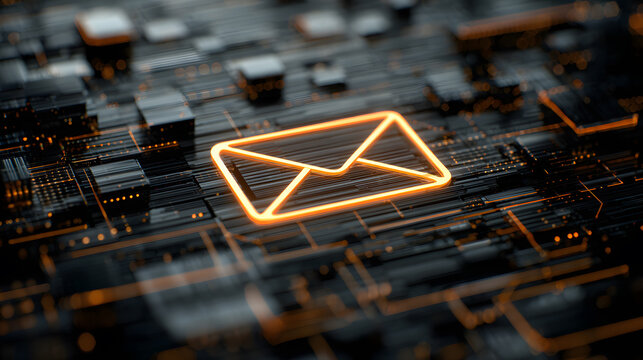 Email icon on circuit board