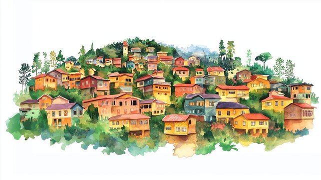 Kigali. Kigali hand drawn watercolor illustration on white background