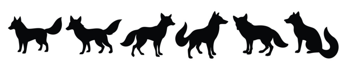 Fototapeta premium Fox Silhouette Vector - Wild Animal Icon Set