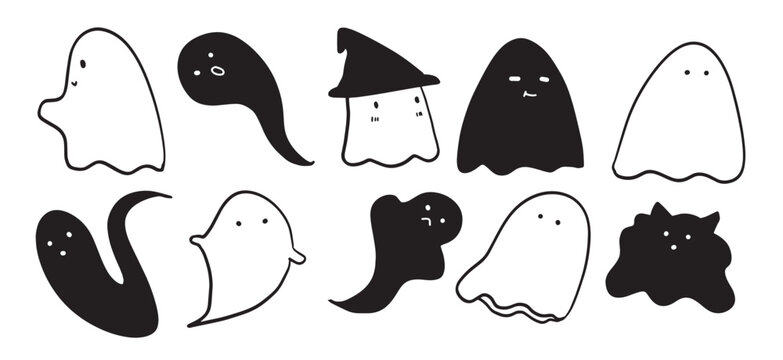  hand drawn ghost doodles for fun and spooky themes