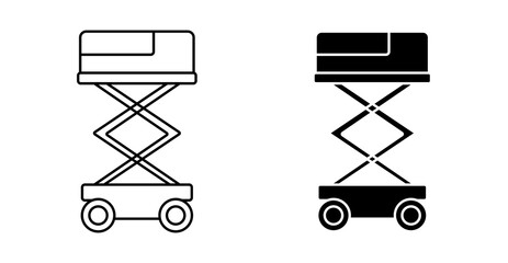 Scissor Lift Work Platform Line Icon