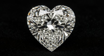 Fototapeta premium Stunning Heart-Shaped Diamond Gemstone Displayed on a Black Background with Radiant Sparkle