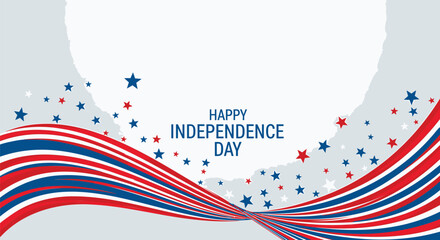 Obraz premium Patriotic ribbon banner with stars, Happy Independence Day vector illustration, for banner or poster