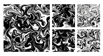 Abstract Black and White Swirling Marble Texture Backgrounds.