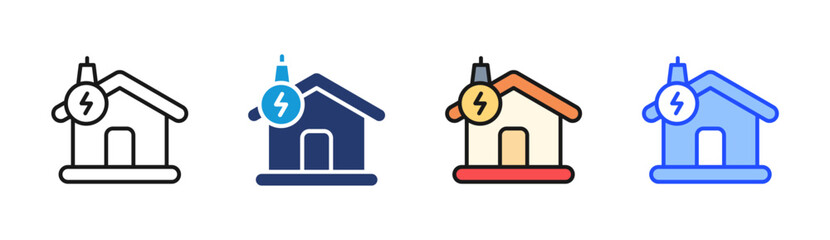 Obraz premium Power House icon set multiple style collection