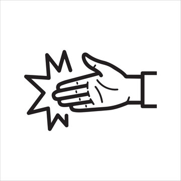 A hand with a starburst effect in a black and white illustration