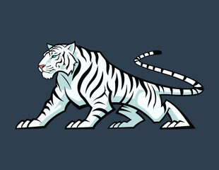 Obraz premium White tiger vector illustration on dark background