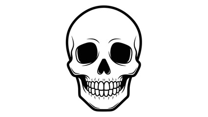 Obraz premium Black and White Skull Icon, Human Head Skeleton Symbol, Halloween Graphic