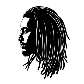 Black and White Silhouette Portrait of a Man with Dreadlocks