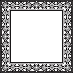 Vector black monochrome square gothic ornament. Medieval European silhouette, rectangle, border. Classic pattern of the Germans, Angles, Saxons, Franks.
