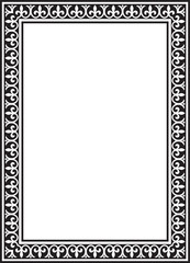 Vector black monochrome square stencil classic byzantine ornament. Rectangle, border, Ancient Greece, Eastern Roman Empire frame. Decoration of the Russian Orthodox Church
