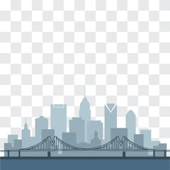 Memphis City Skyline Silhouette with Mississippi River and Bridge