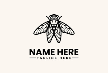 A minimalist line art illustration of a bee logo with a placeholder name and tagline on a clean white background.