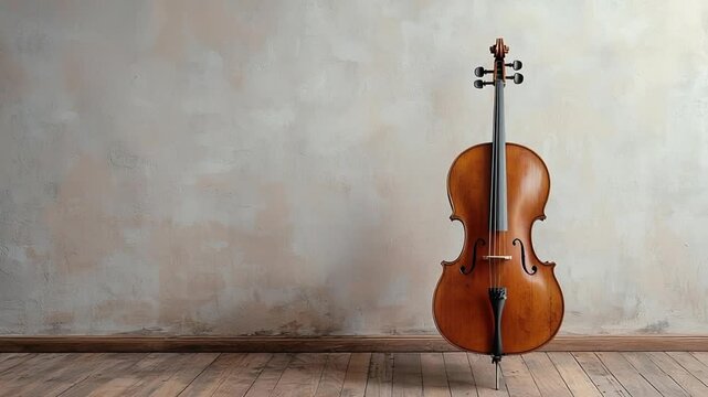 cello in minimalist studio space zoom in video
