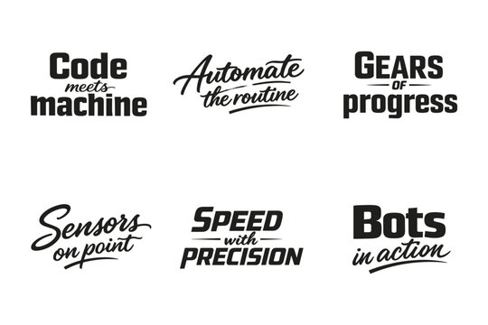Code and automation slogans in modern typography designs