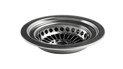 Shiny stainless steel sink strainer, round, with perforated walls and slotted bottom