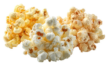 Three popcorn mounds with distinct colors and textures on a black background