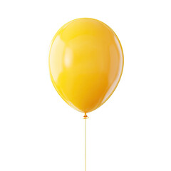 Bright yellow balloon isolated, with a string, on a stark black background