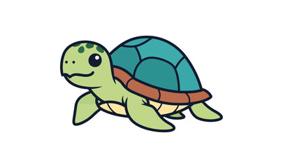 Obraz premium Cartoon turtle illustration isolated on black background