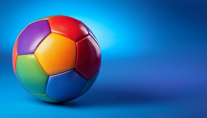 Naklejka premium colorful soccer ball on a blue background