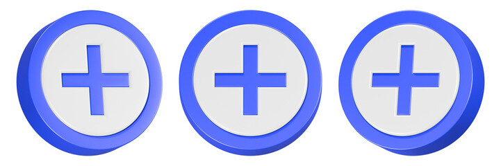 Obraz premium add plus icon 3d render blue color