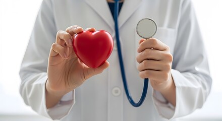 World health day doctor holding heart and stethoscope for healthy living and wellness