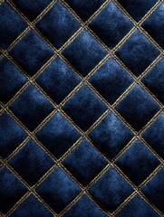Fototapeta premium Textured Navy Diamond Pattern: A close-up view reveals a luxurious, diamond-stitched surface.