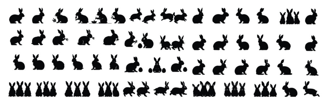 easter bunny silhouette clipart bundle