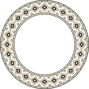 African round gold and black ornament. Cultural heritage of the African peoples. Ethnic endless border, frame. Zimbabwe ornament.
