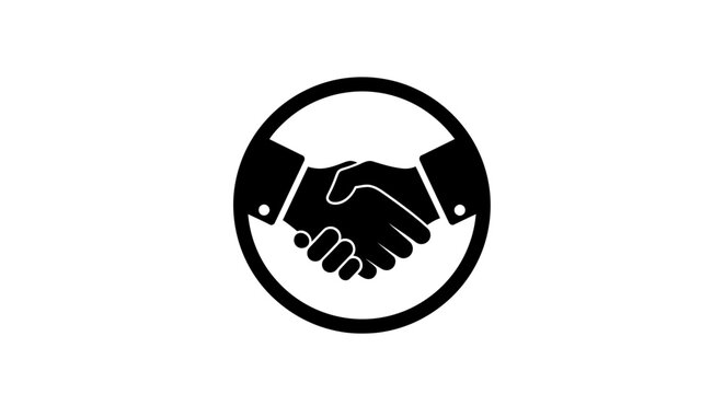 Symbolic handshake representing partnership and agreement within a circle