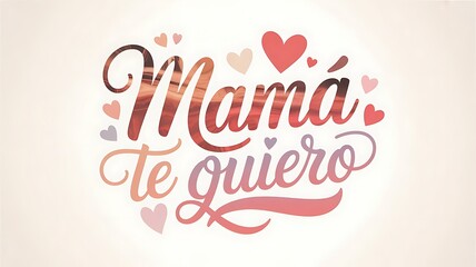 Obraz premium Mama Te Quiero colorful hearts and gradient text for Mother's Day love