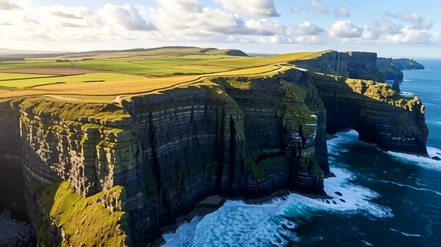 Aerial View of Cliffs of Moher Ireland.