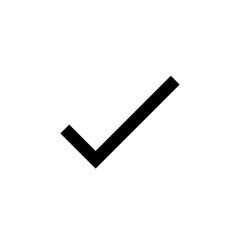 Simple black checkmark icon on a clean transparent background, indicating completion, correctness, or selection in a digital interface.