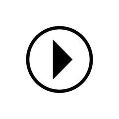 Black vector icon within a circle, featuring a right-pointing triangle, representing a play or forward function.
