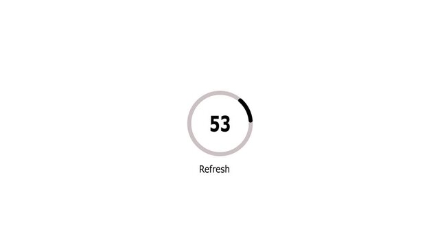 Refresh progress circle showing 100 percent with text and ellipsis on white background indicator ring
