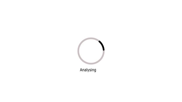 Analyzing progress circle showing  with text and ellipsis on white background indicator ring