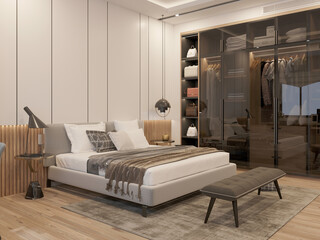 3d render of luxury hotel room