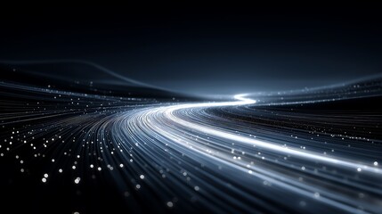 Abstract Futuristic Speed Technology Background with Neon Light Trails and Glowing Motion Lines on Black 3D Digital Art
