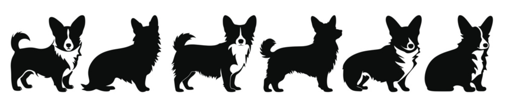 corgi dog silhouettes vector set black silhouette of dogs