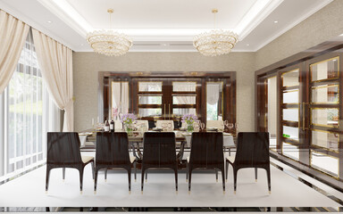 3d render of luxury apartment living room