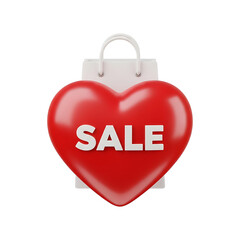 red heart with shopping bag