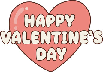 Happy Valentine's Day inscription on a 3D pink heart