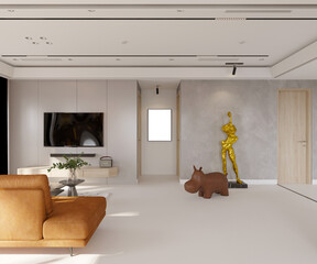 3d render of luxury apartment living room