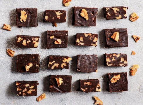 Chocolate fudge with walnuts..top veiw